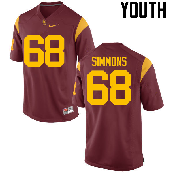 Youth #68 Jordan Simmons USC Trojans College Football Jerseys-Red - Click Image to Close